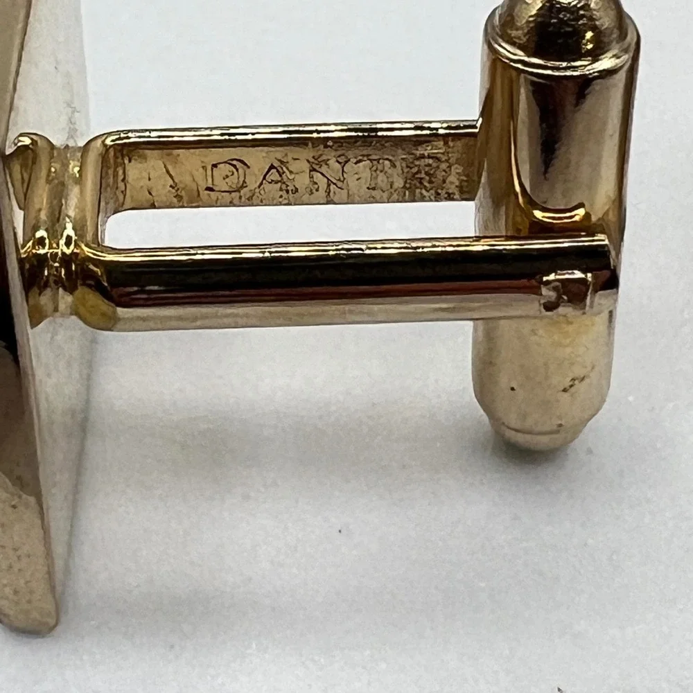 Vintage Dante Gold Tone Square Cufflinks Textured Star Moon Celestial Mens‎